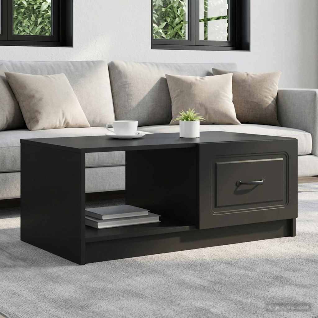 Mesa de centro preto 90 x 50 x 37 cm derivados de madeira