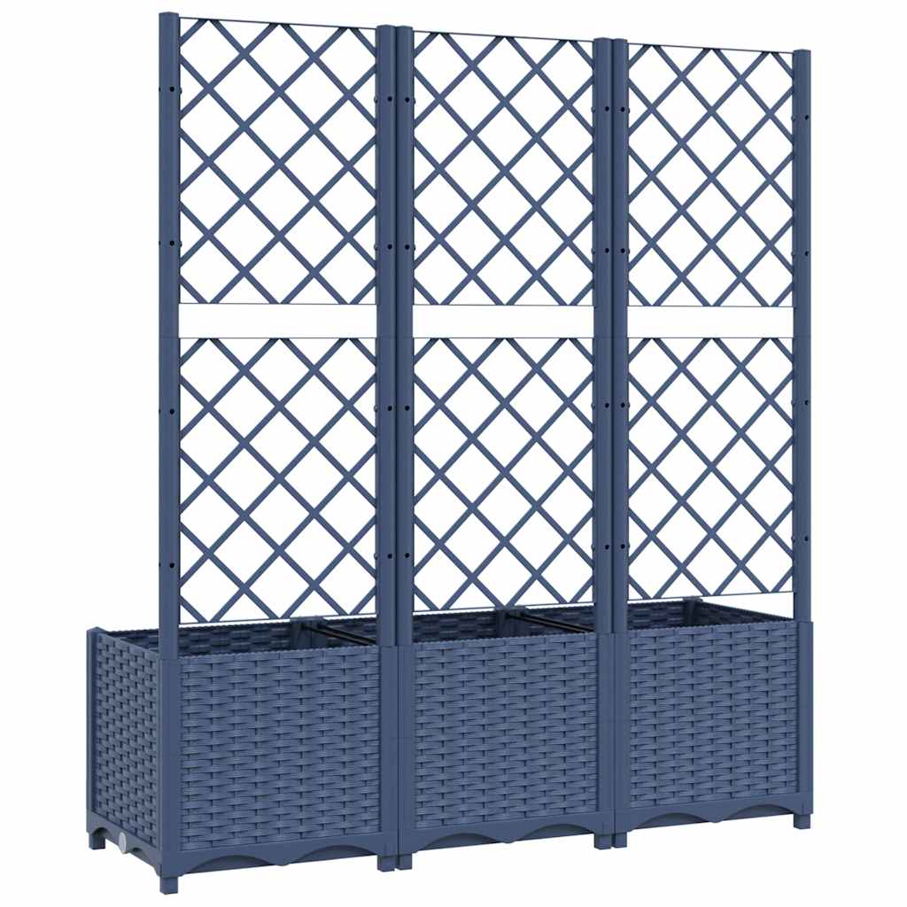 Vaso/floreira jardim c/ treliça 120x40x136 cm PP cinzento azul