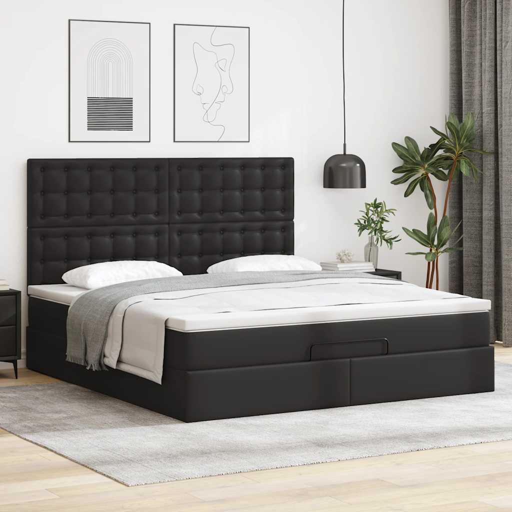 Estrutura de cama otomana com colchão 180x200 cm preta