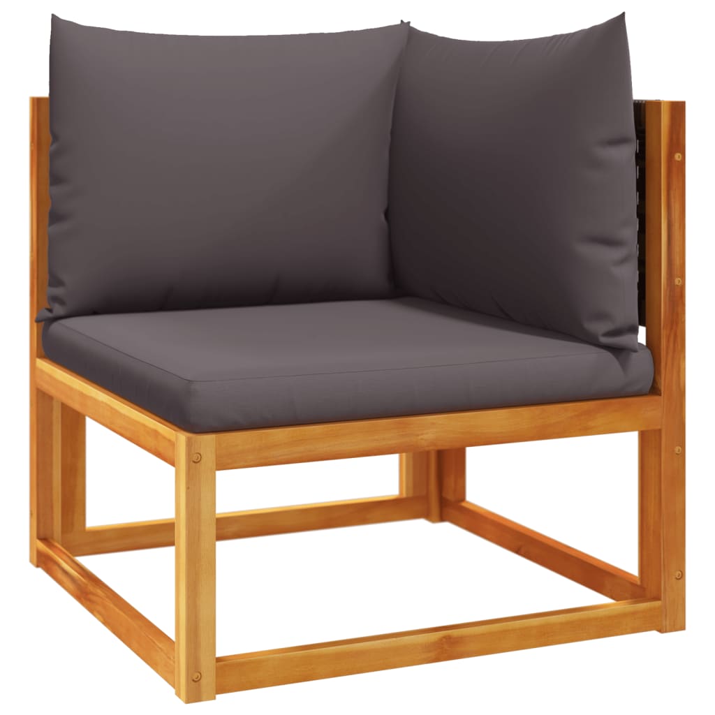 Conjunto de sofás de jardim de 4 peças com almofadas de madeira de acácia e vime