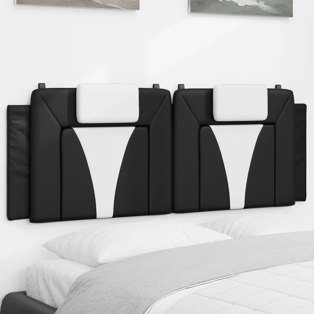 Almofadão de cabeceira viana 120 cm couro artificial preto e branco