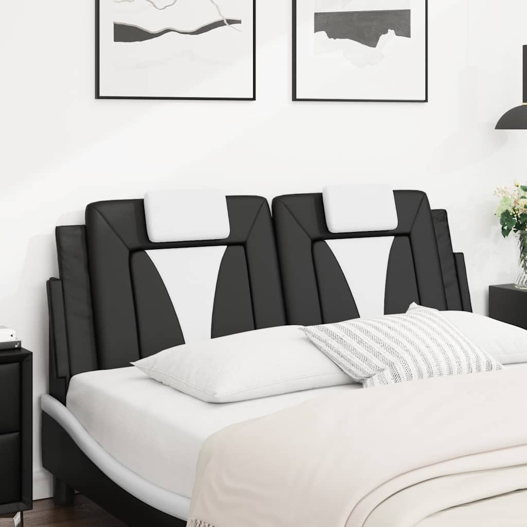Almofadão de cabeceira viana 120 cm couro artificial preto e branco