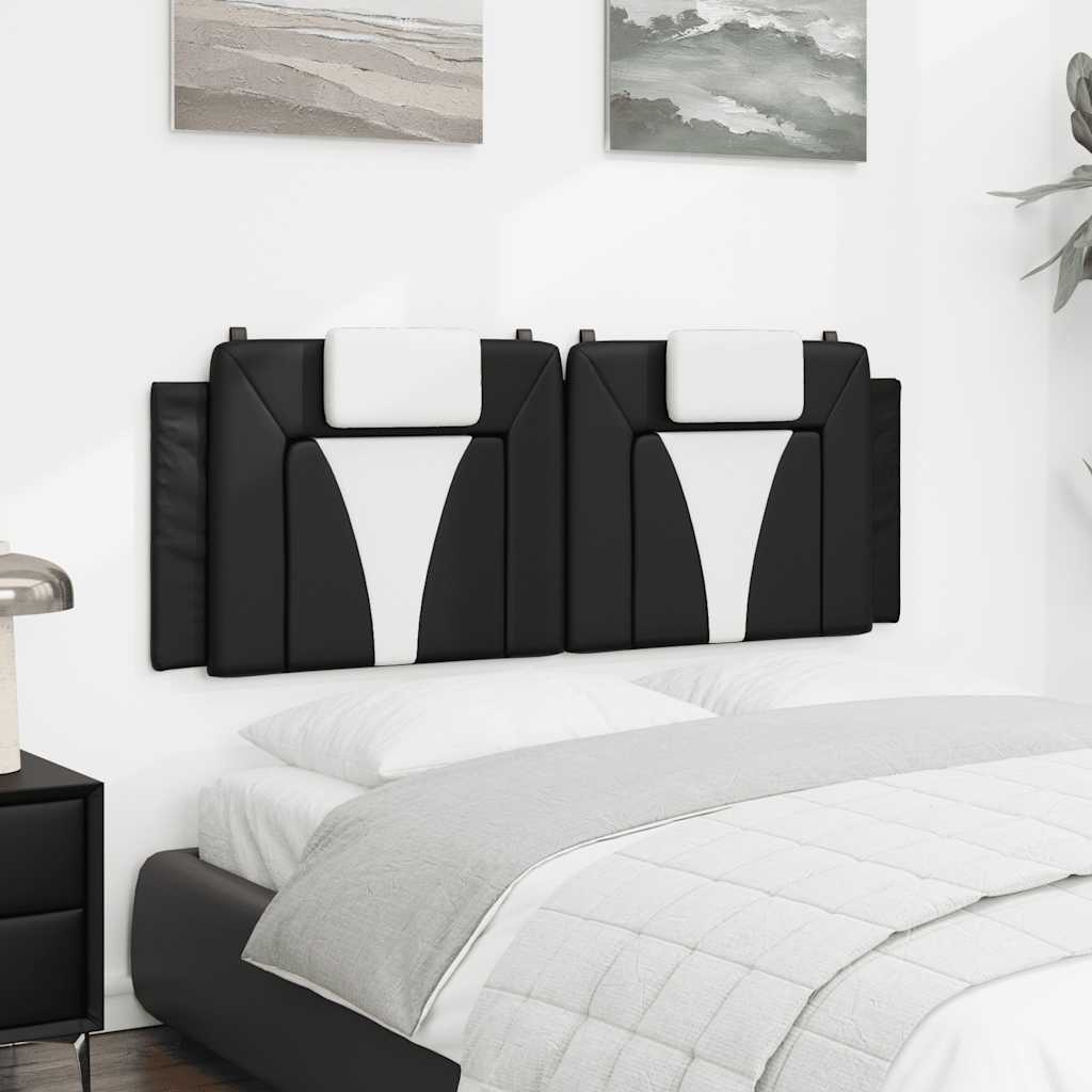 Almofadão de cabeceira viana 120 cm couro artificial preto e branco
