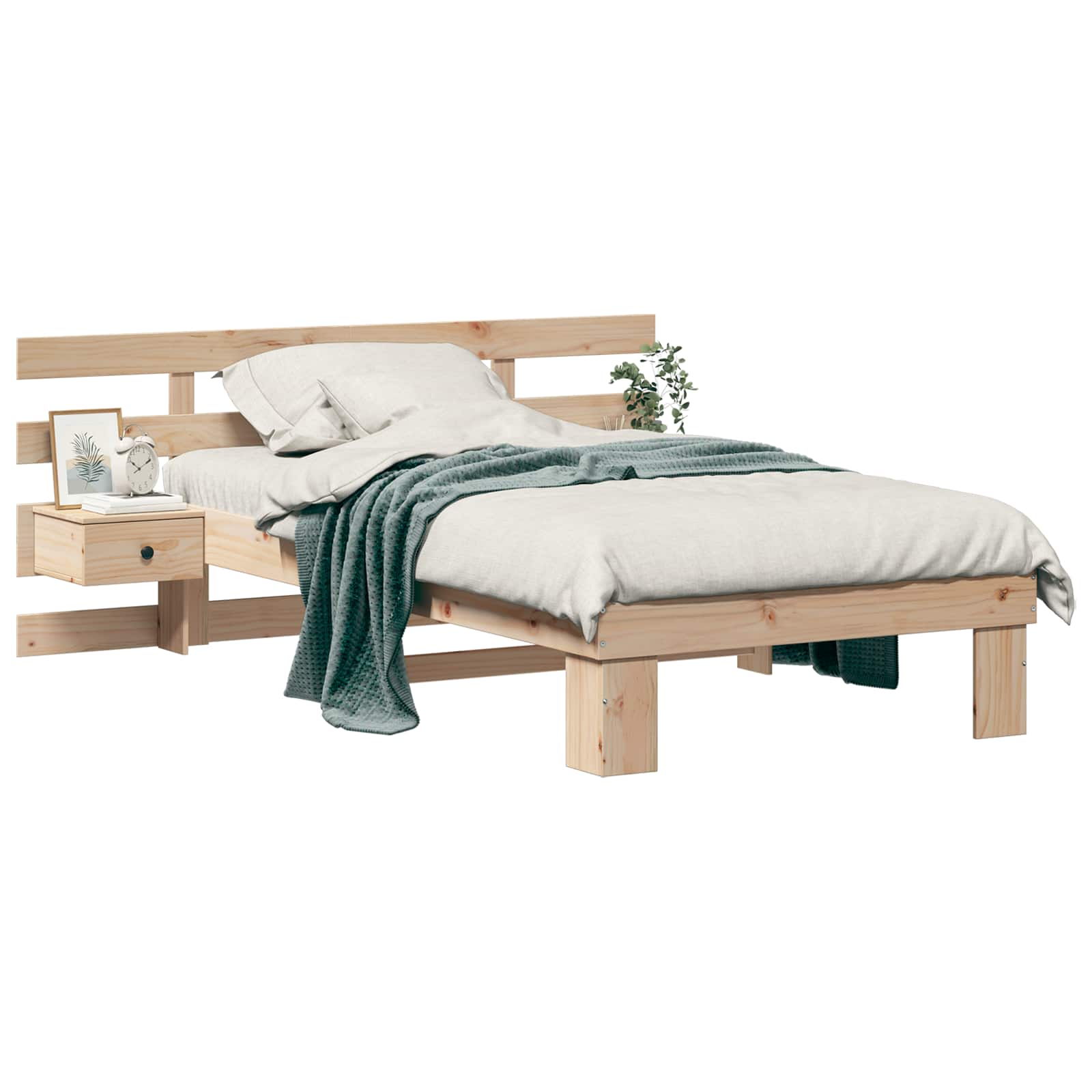 Estrutura da cama com cabeceira castanho 80 x 200 cm