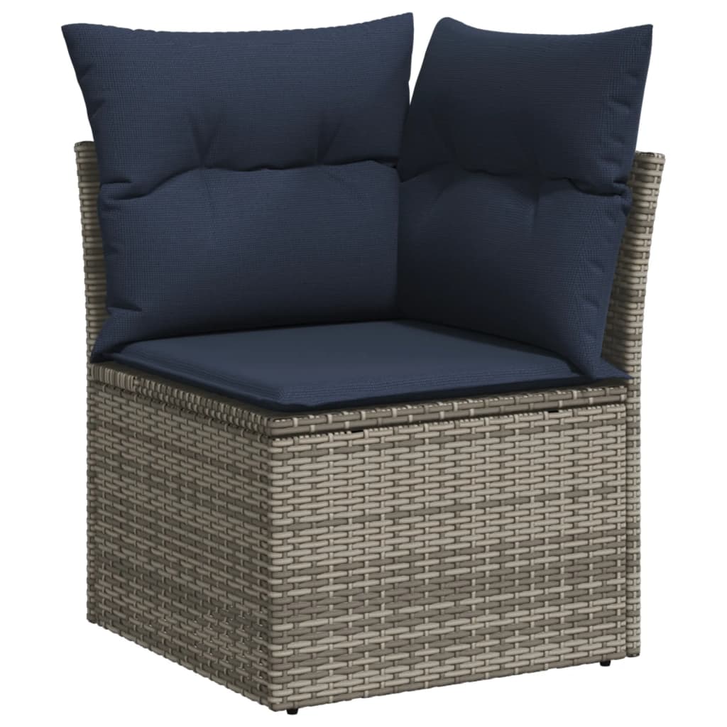 Conjunto de sofá de jardim com 8 peças e almofadas em rattan sintético cinza