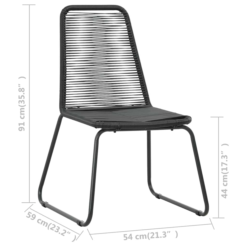 Cadeiras de exterior 2 pcs vime PE preto