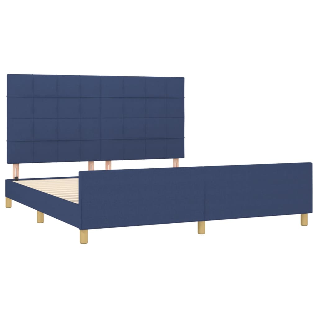 Estrutura de cama sem colchão 160x200 cm tecido azul