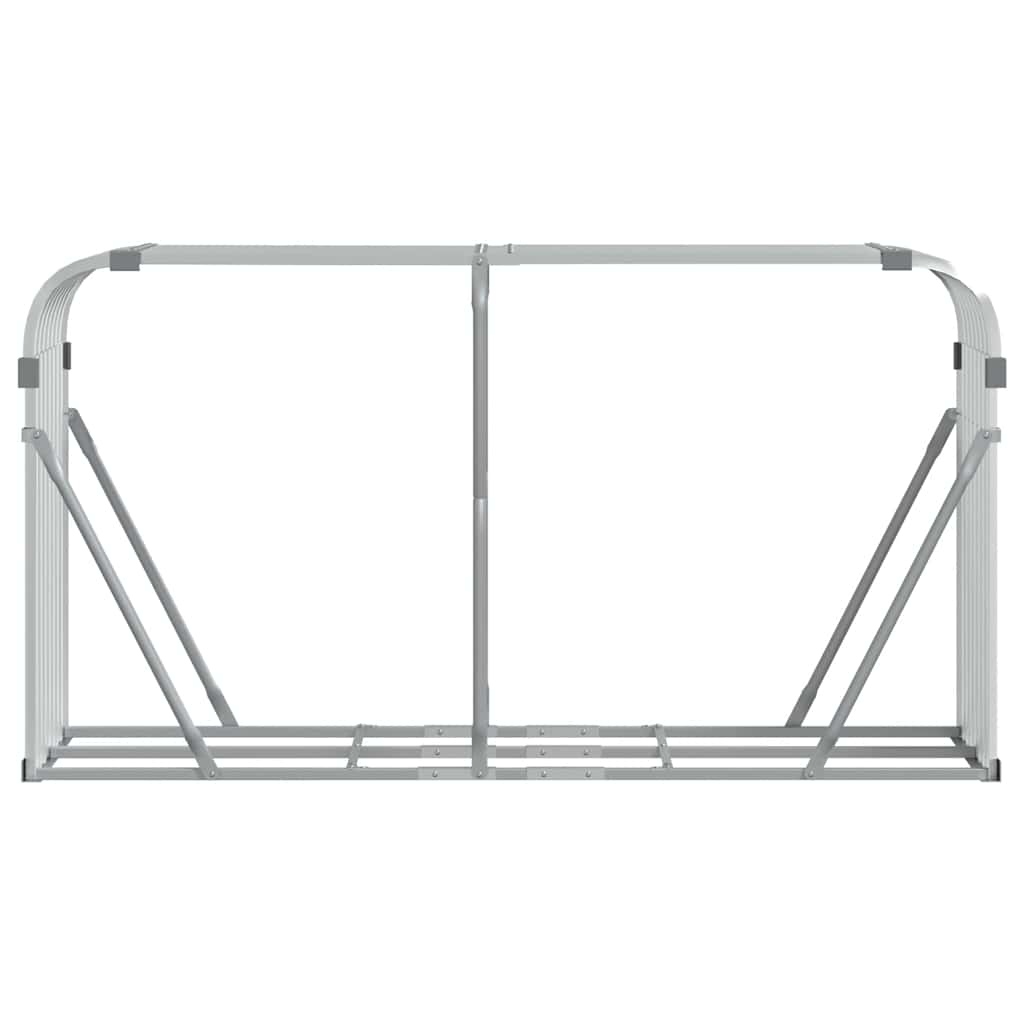 Suporte de lenha 180x45x100 cm aço galvanizado prateado