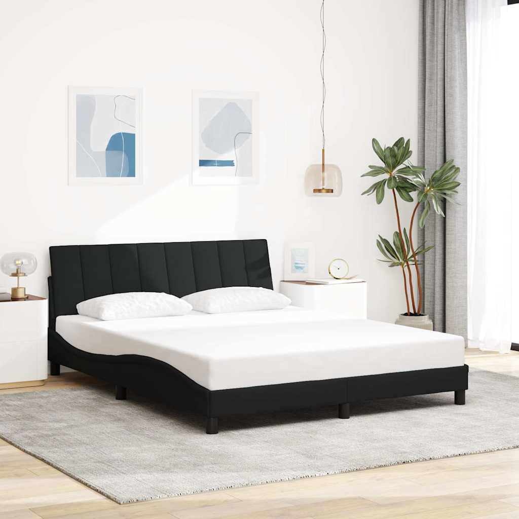 Estrutura de cama sem colchão hanko 160x200 cm tecido preto
