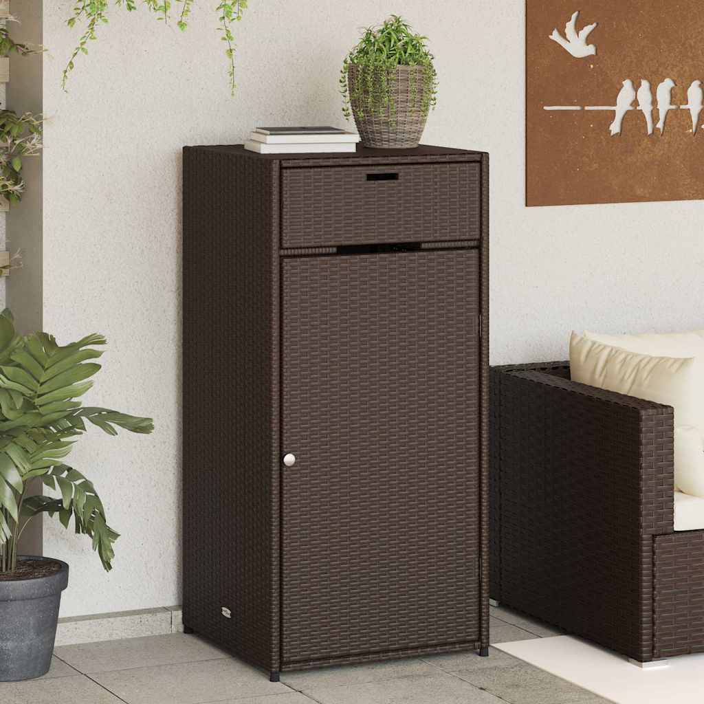 Armário de arrumação para jardim 55x55x111 cm vime PE castanho
