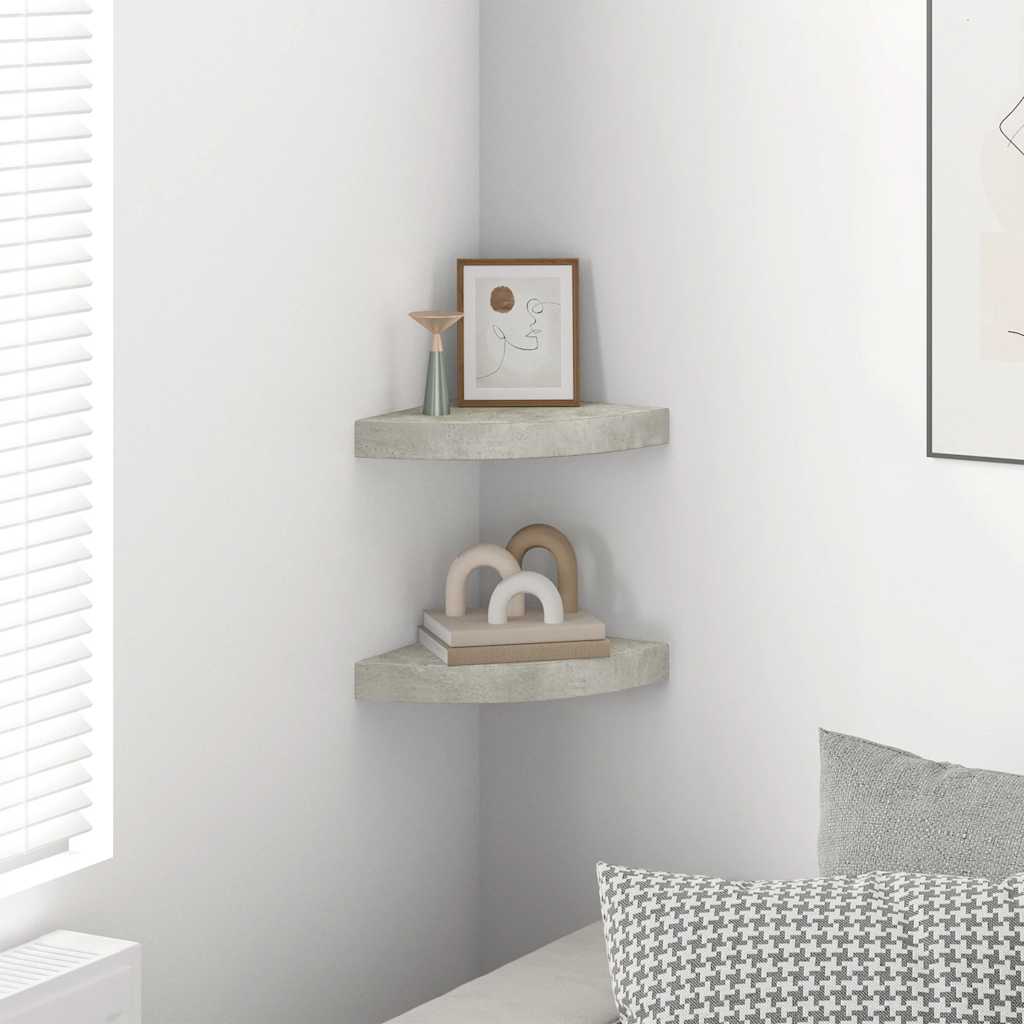 Prateleiras canto parede 2 pcs 25x25x3,8cm MDF cinzento cimento