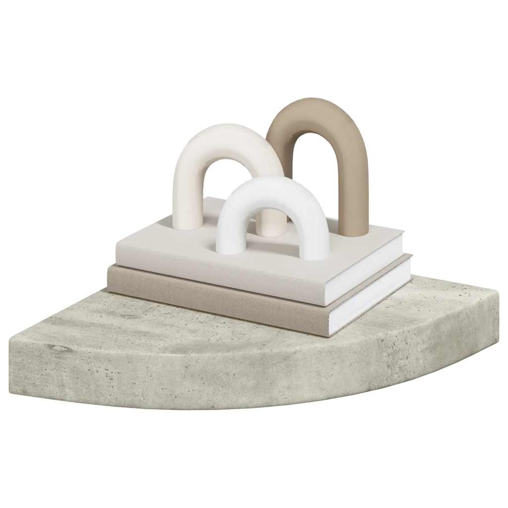 Prateleiras canto parede 2 pcs 25x25x3,8cm MDF cinzento cimento