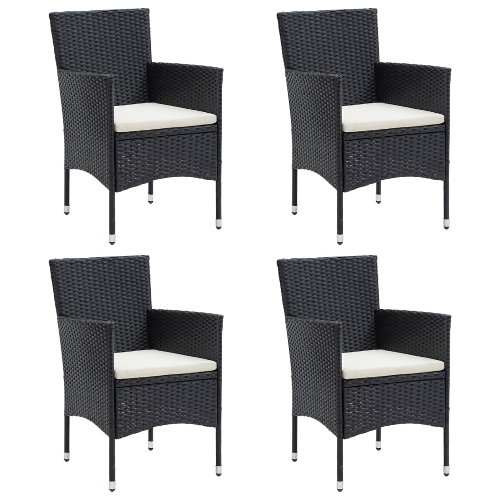 5 Pcs conjunto de jantar p/ jardim c/ almofadões preto