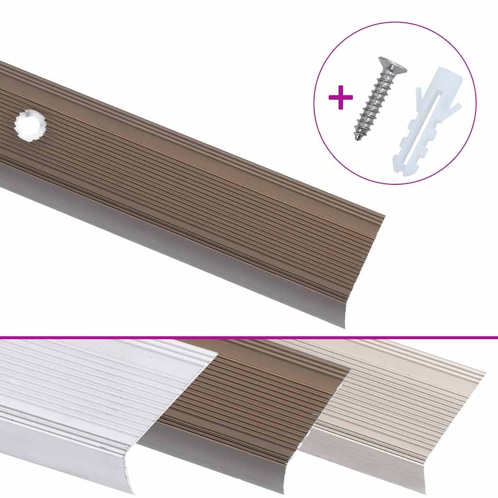 Perfil p/ escada em forma de l 15 pcs alumínio 100 cm castanho