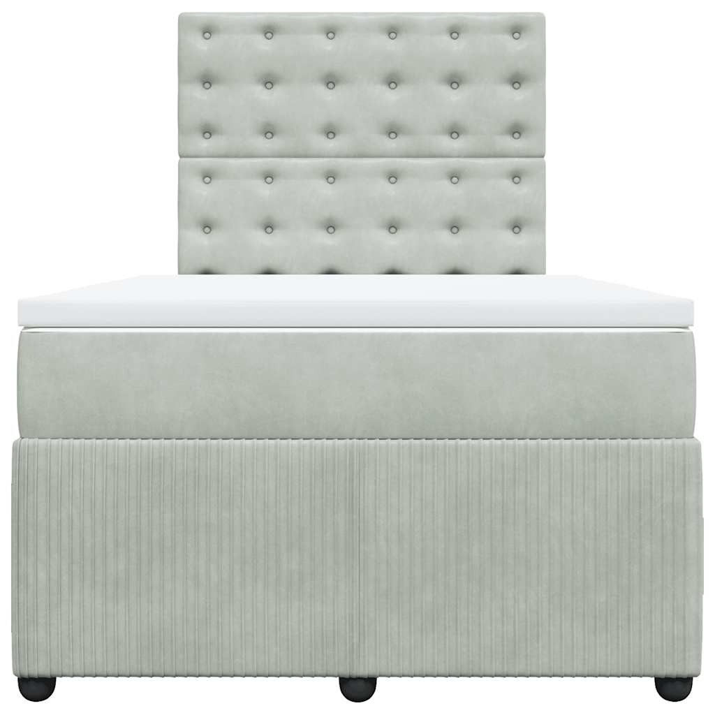 Cama boxspring com colchão 120x190 cm veludo cinzento-claro