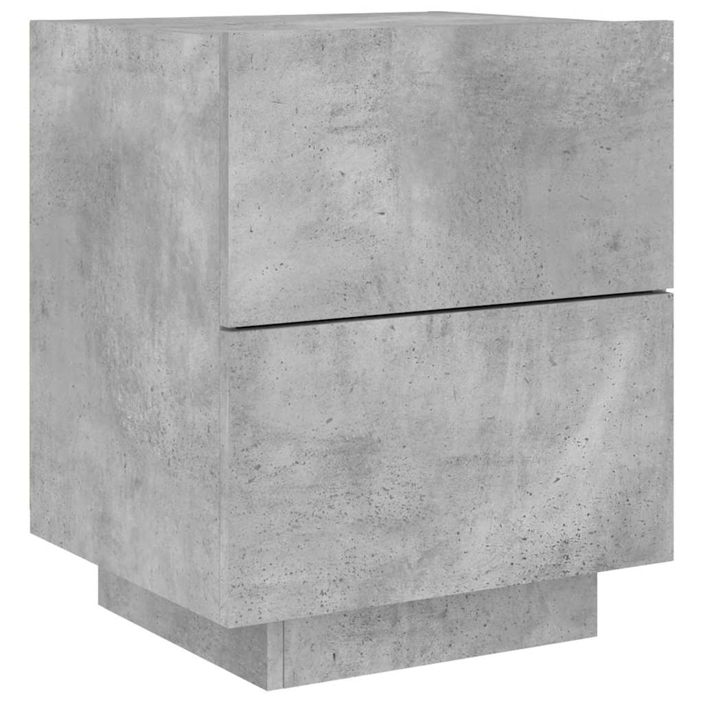 Mesa de cabeceira c/ luzes LED derivados madeira cinza cimento