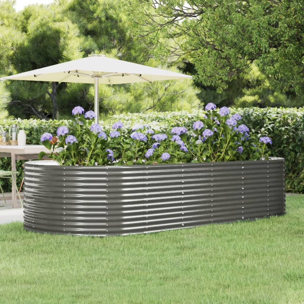 Canteiro elevado jardim 291x140x68 aço galvanizado cinzento