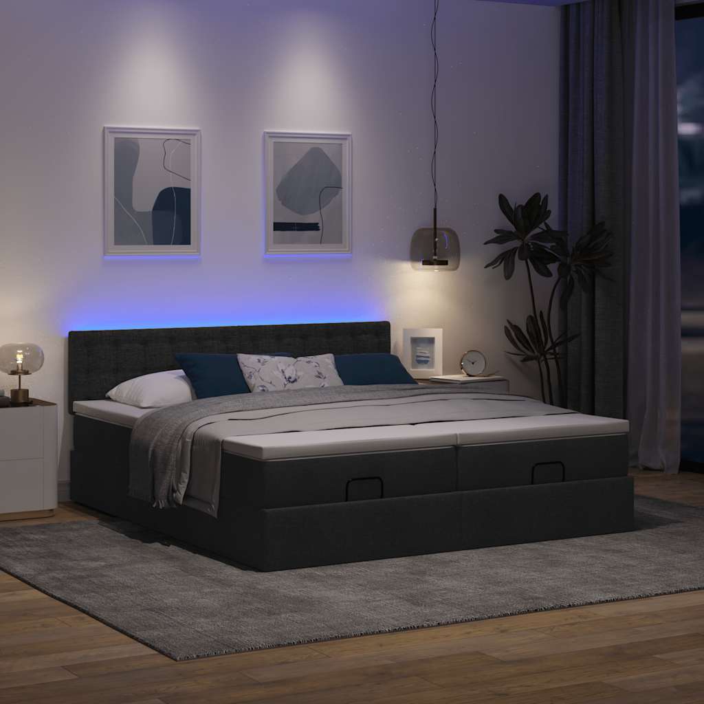 63 / 5,000Vidaxl estrutura de cama otomana com colchões tecido preto