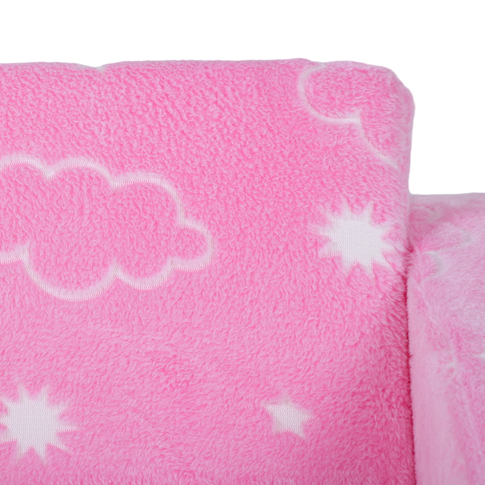 Poltrona para crianças dobrável e reclinável sofá para crianças estofado em tecido luminoso com desenho de nuvens rosa