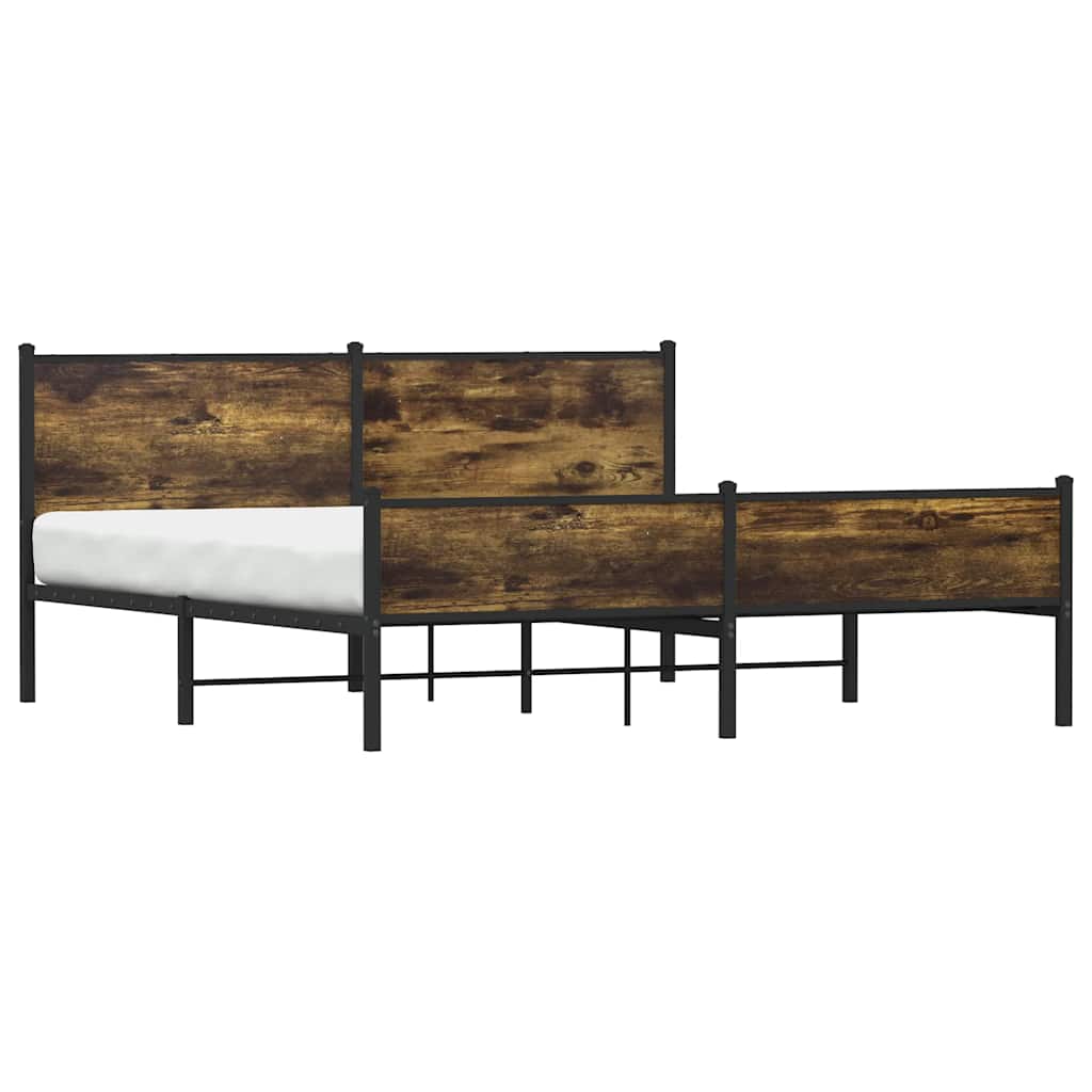 Estrutura de cama sem colchão 183x213cm metal carvalho fumado