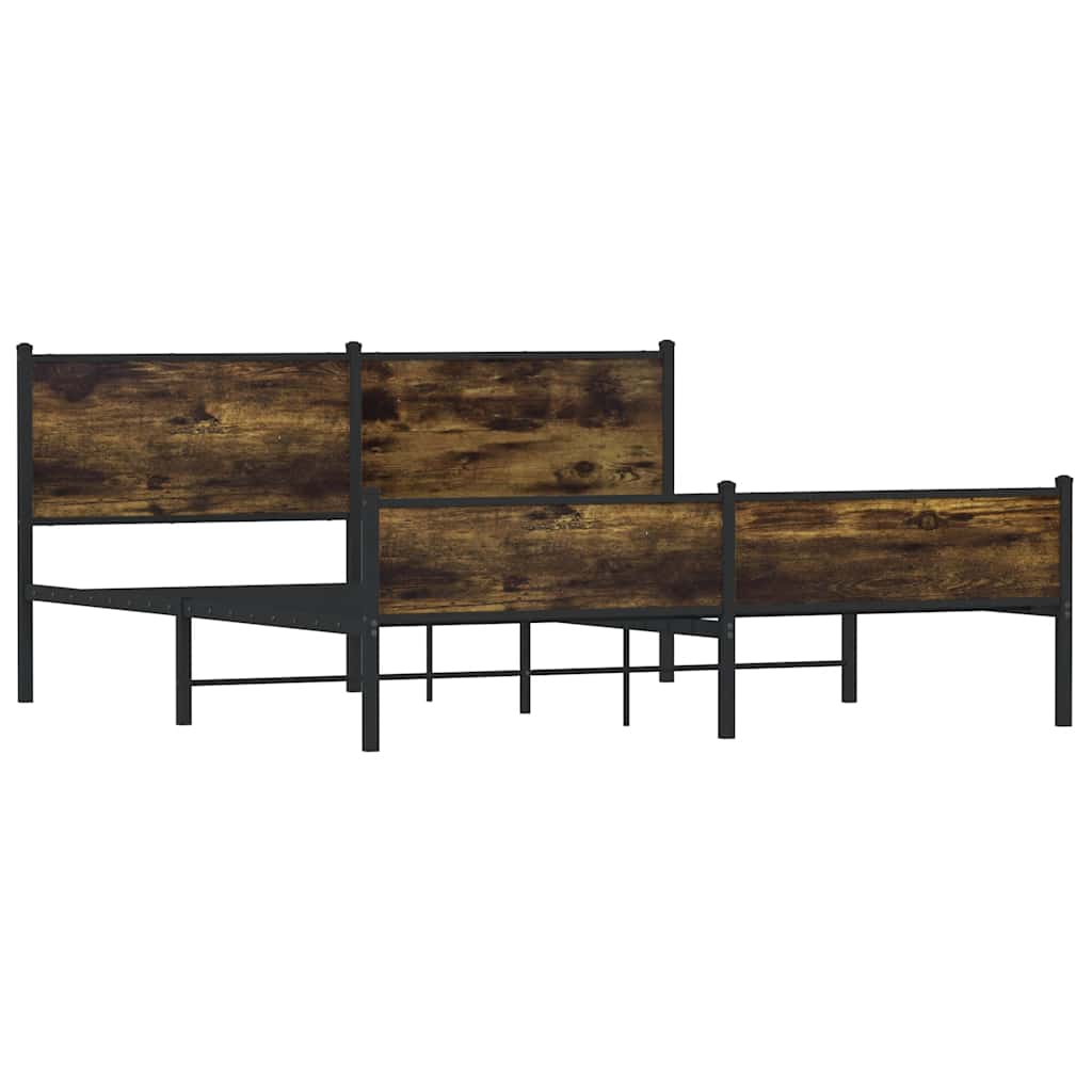 Estrutura de cama sem colchão 183x213cm metal carvalho fumado