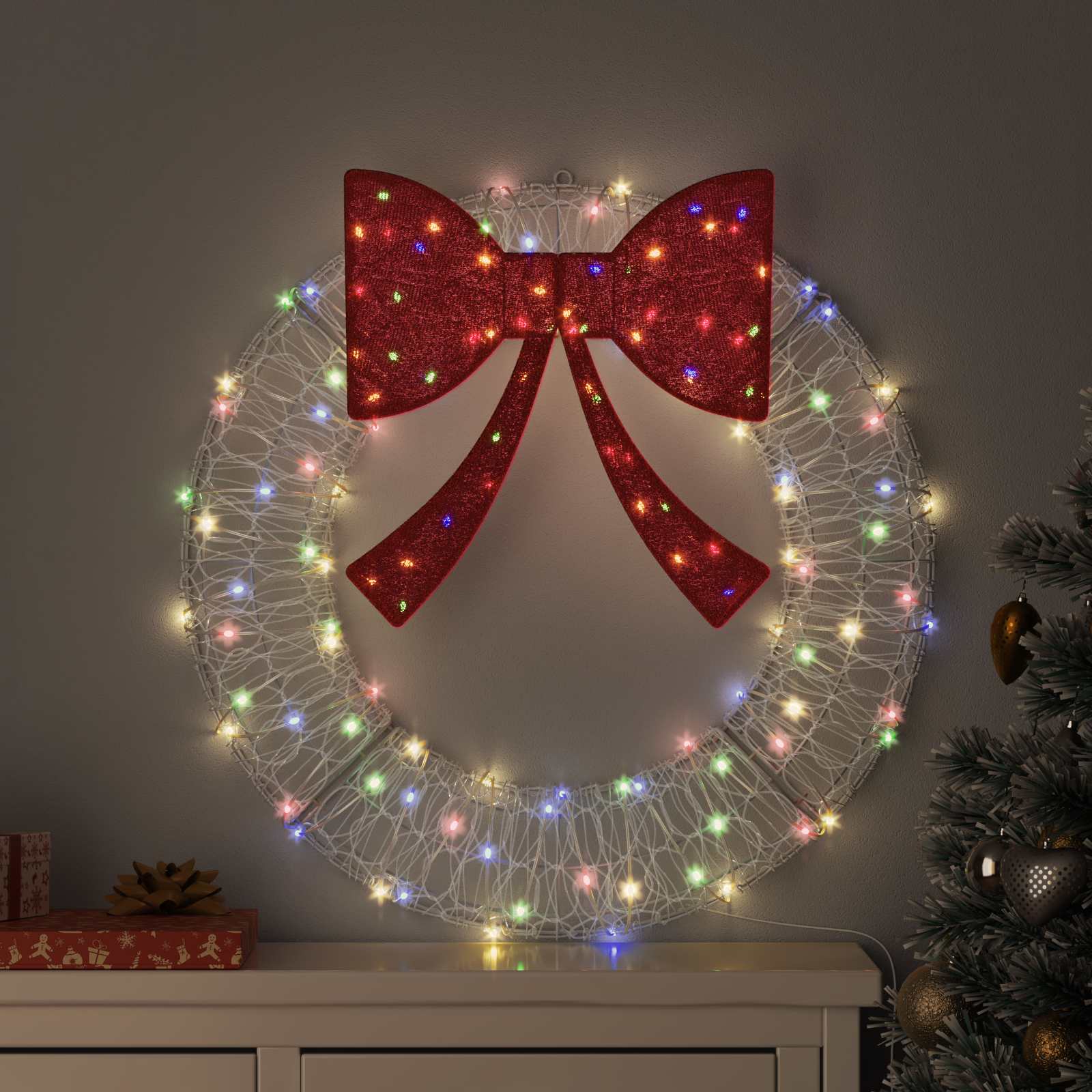 Guirlanda com 60 leds multicolor 76 x 76 x 8,5 cm acrílo