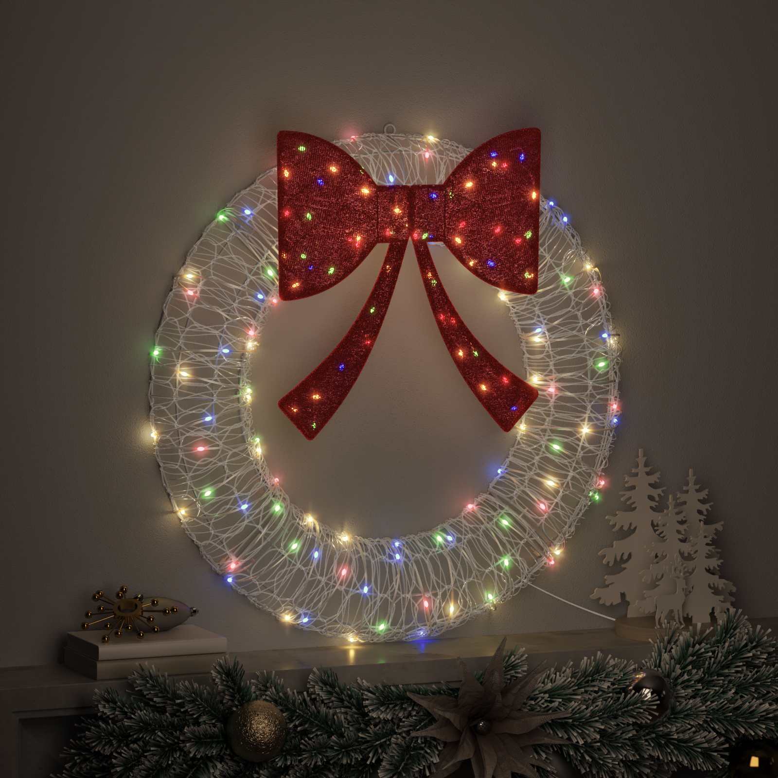 Guirlanda com 60 leds multicolor 76 x 76 x 8,5 cm acrílo
