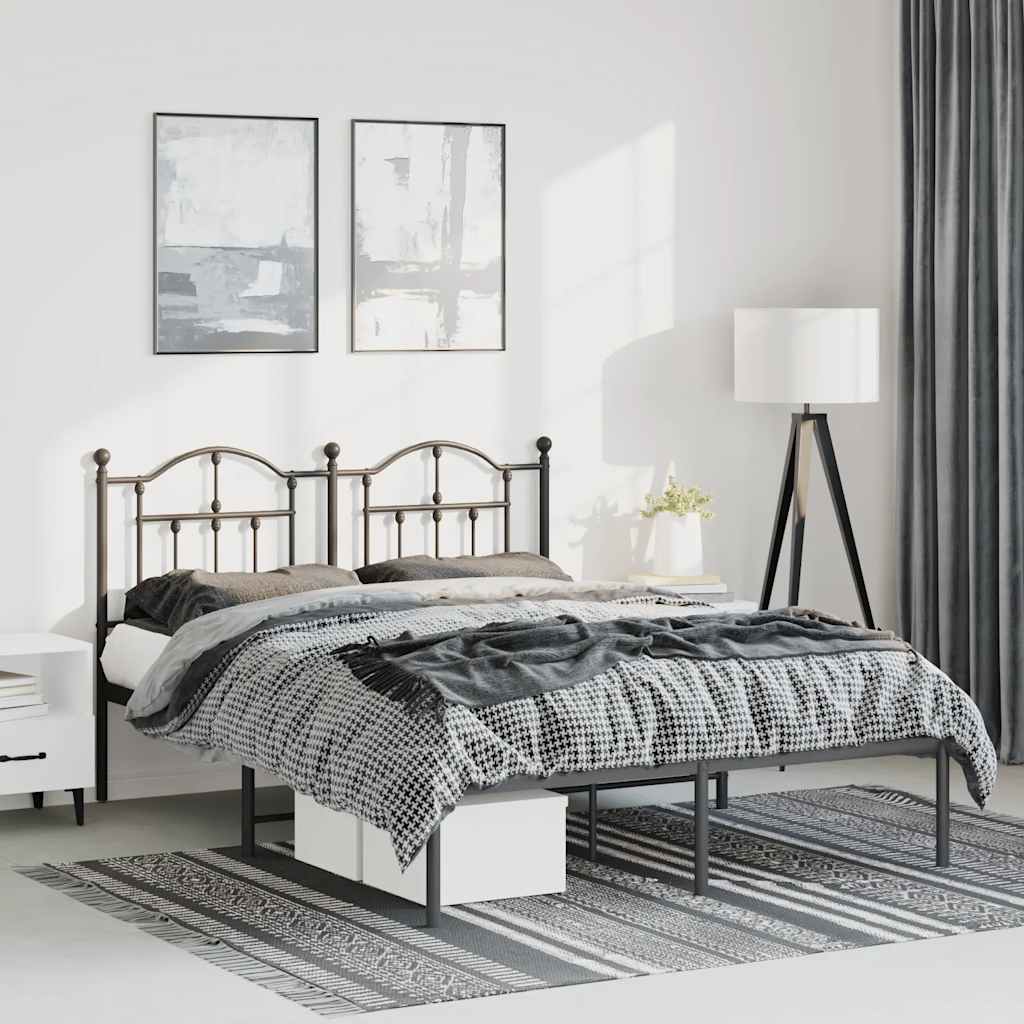 Estrutura de cama com cabeceira 135x190 cm metal preto