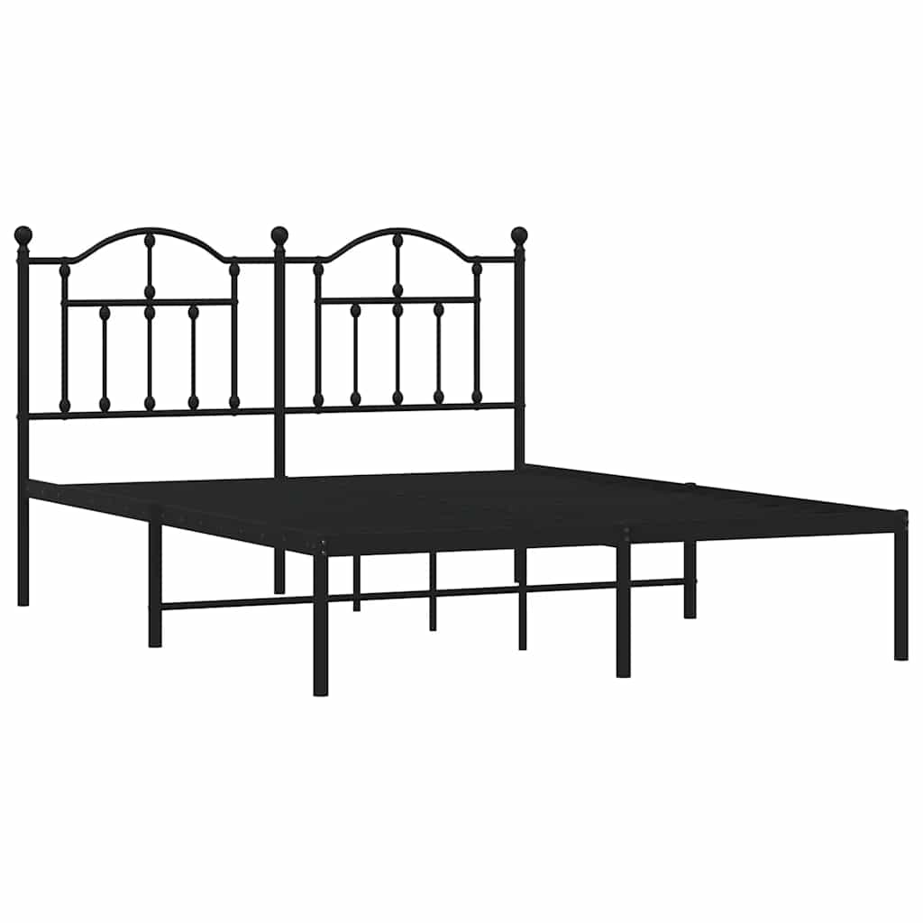 Estrutura de cama com cabeceira 135x190 cm metal preto