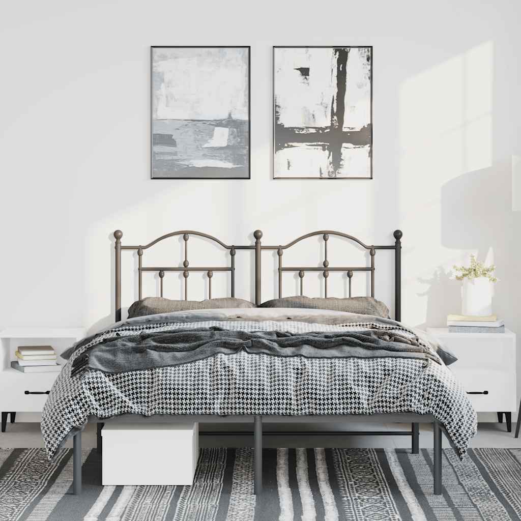 Estrutura de cama com cabeceira 135x190 cm metal preto