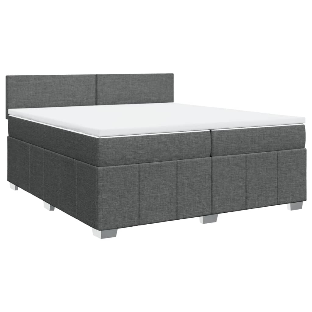 Cama com molas/colchão 200x200 cm tecido cinzento-escuro