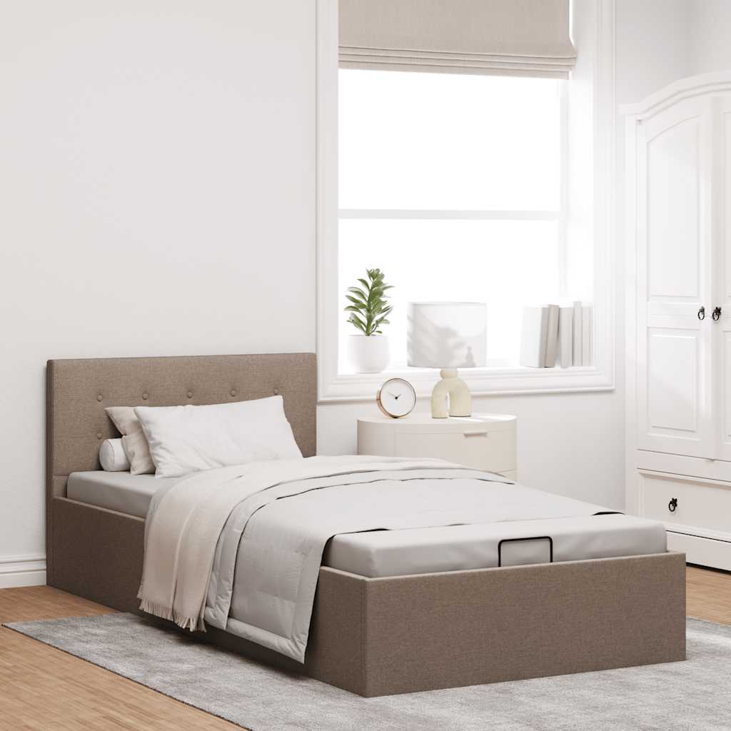 Cama hidráulica c/ arrumação 100x200cm tecido cinza-acastanhado