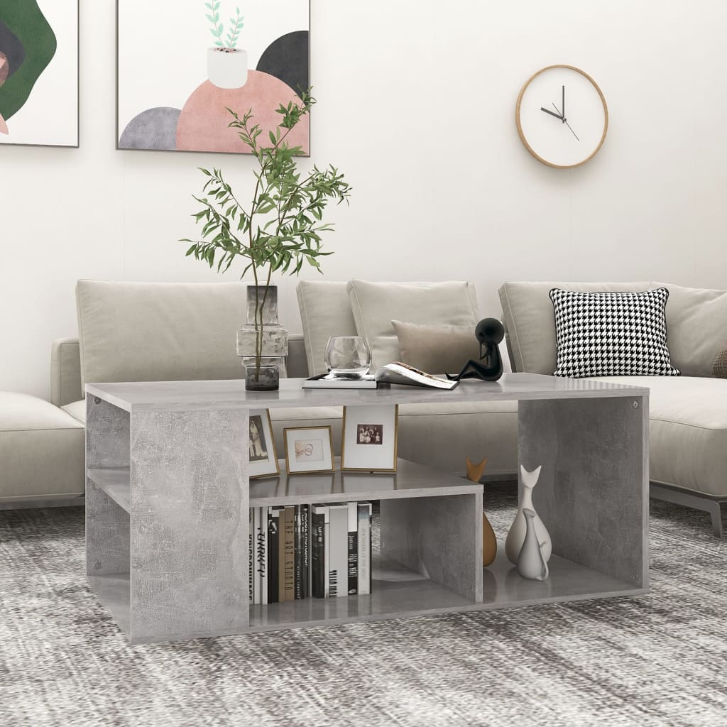 Mesa de centro 100x50x40 cm derivados madeira cinzento cimento