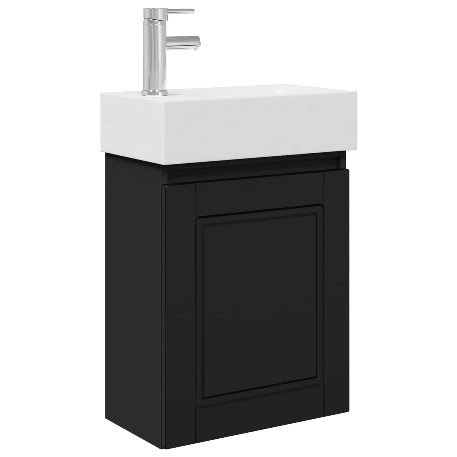 Conjunto de móveis de banheiro com torneira preto
