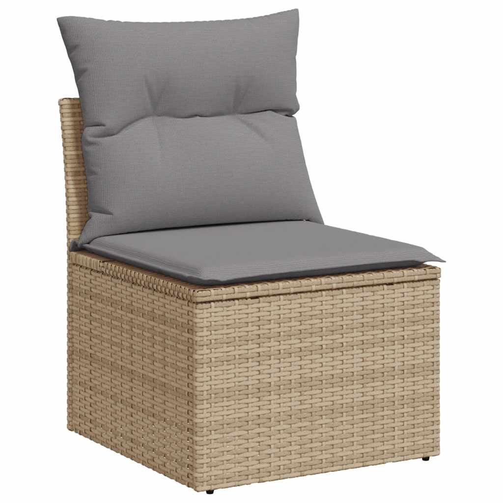 7 Pcs conjunto de sofás p/ jardim com almofadões vime PE bege