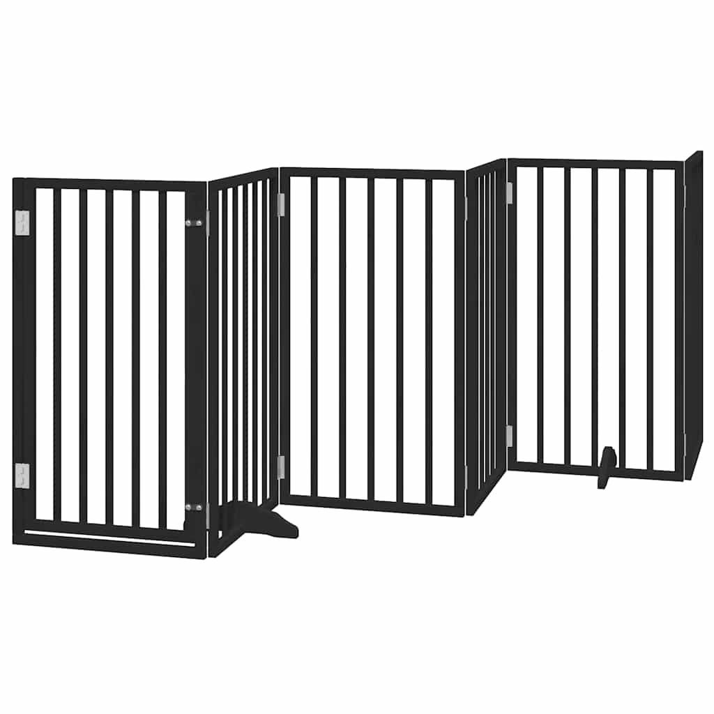 Portão p/ cães com porta dobrável 9 painéis 450 cm álamo preto