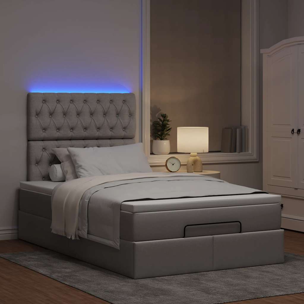 Moldura de cama otomana com tecido cinza 120x200cm