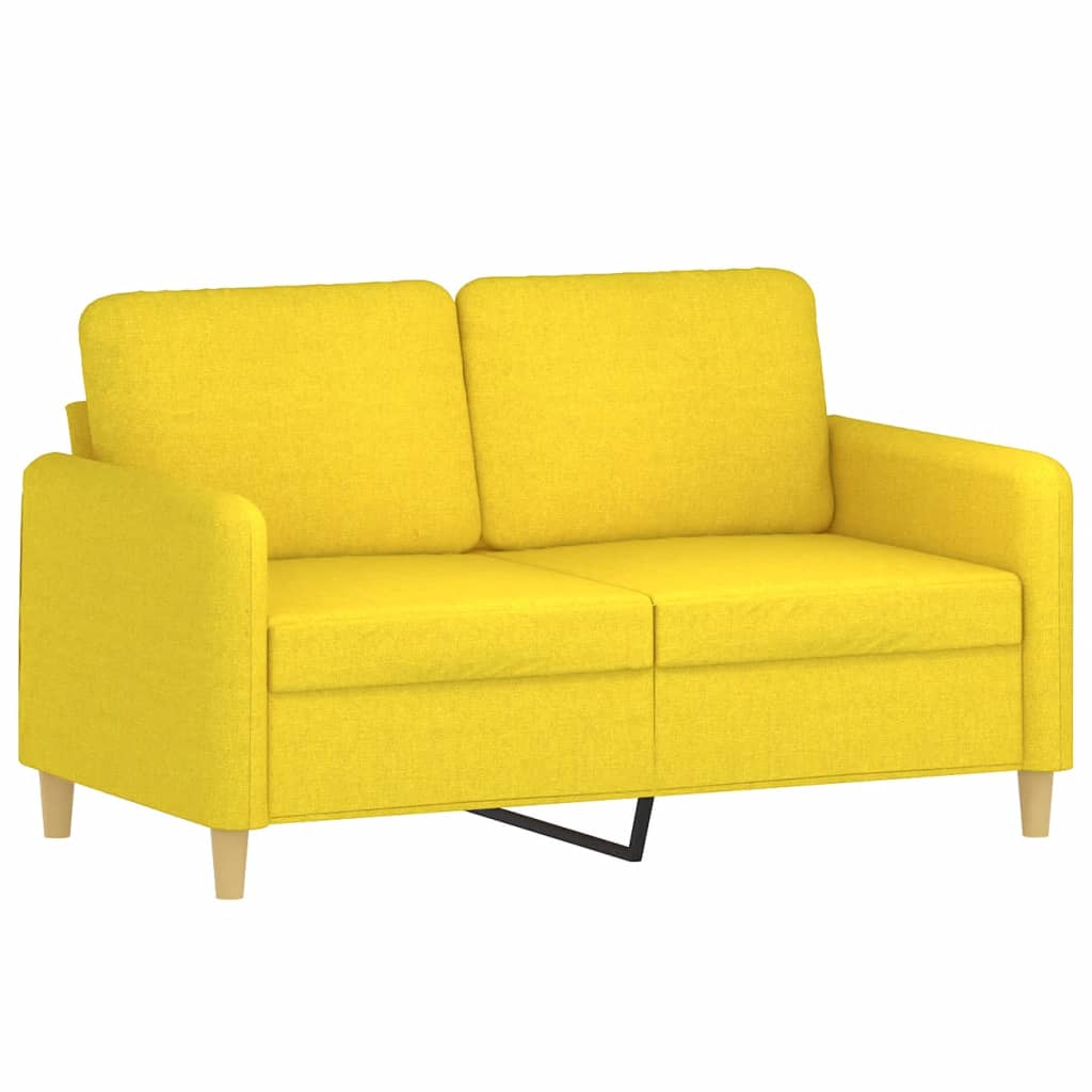 2 Pcs conjunto de sofás com almofadas tecido amarelo-claro