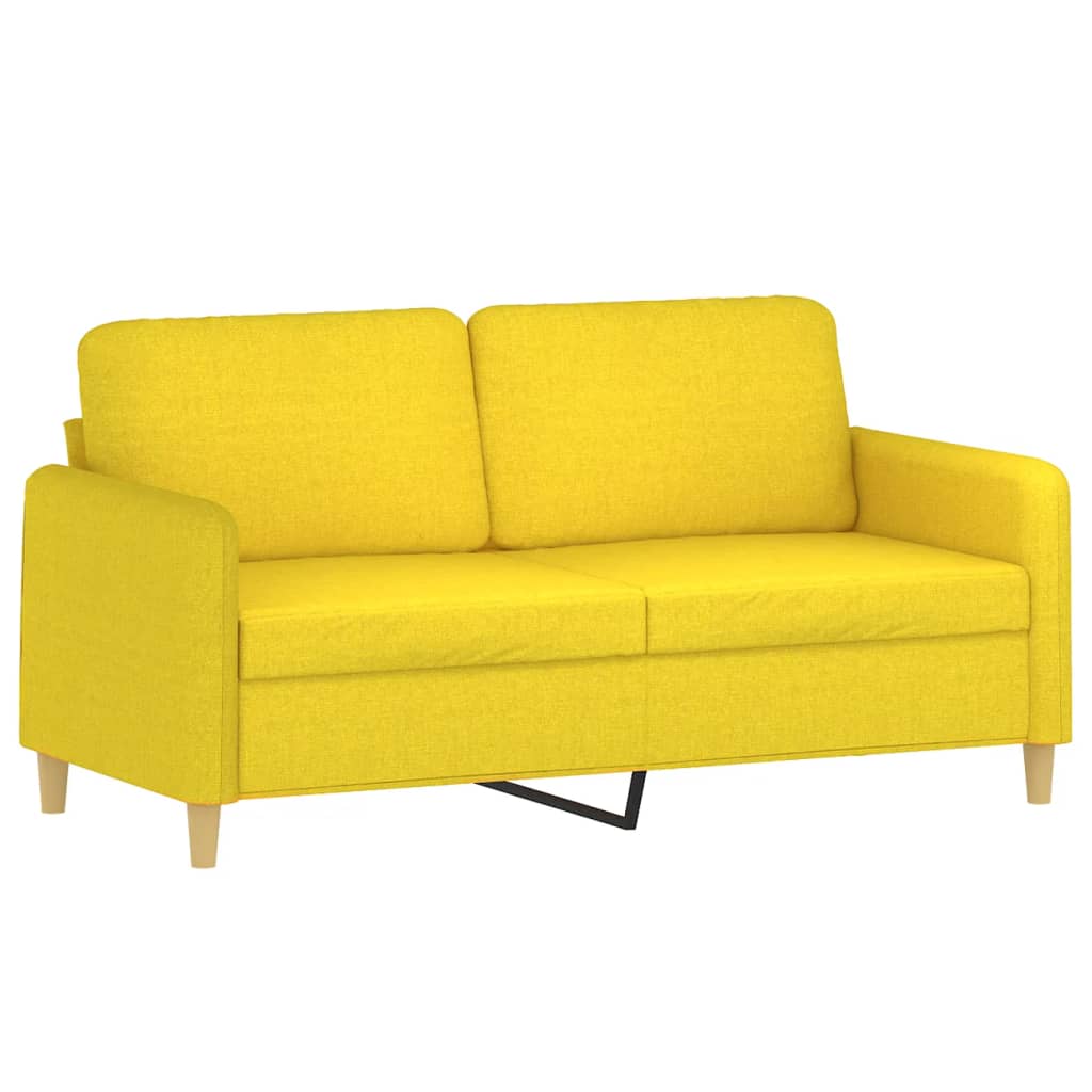 2 Pcs conjunto de sofás com almofadas tecido amarelo-claro