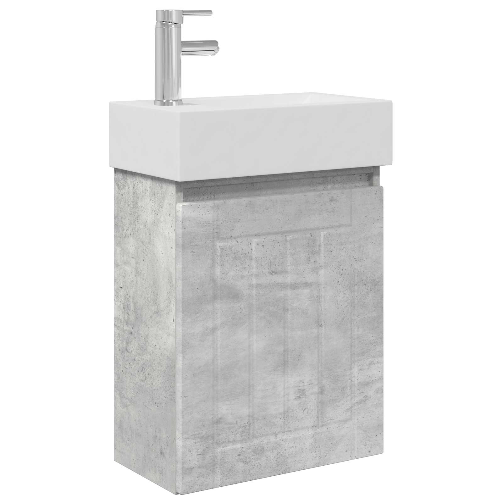 Conjunto de móveis de banheiro com torneira cinzento cimento