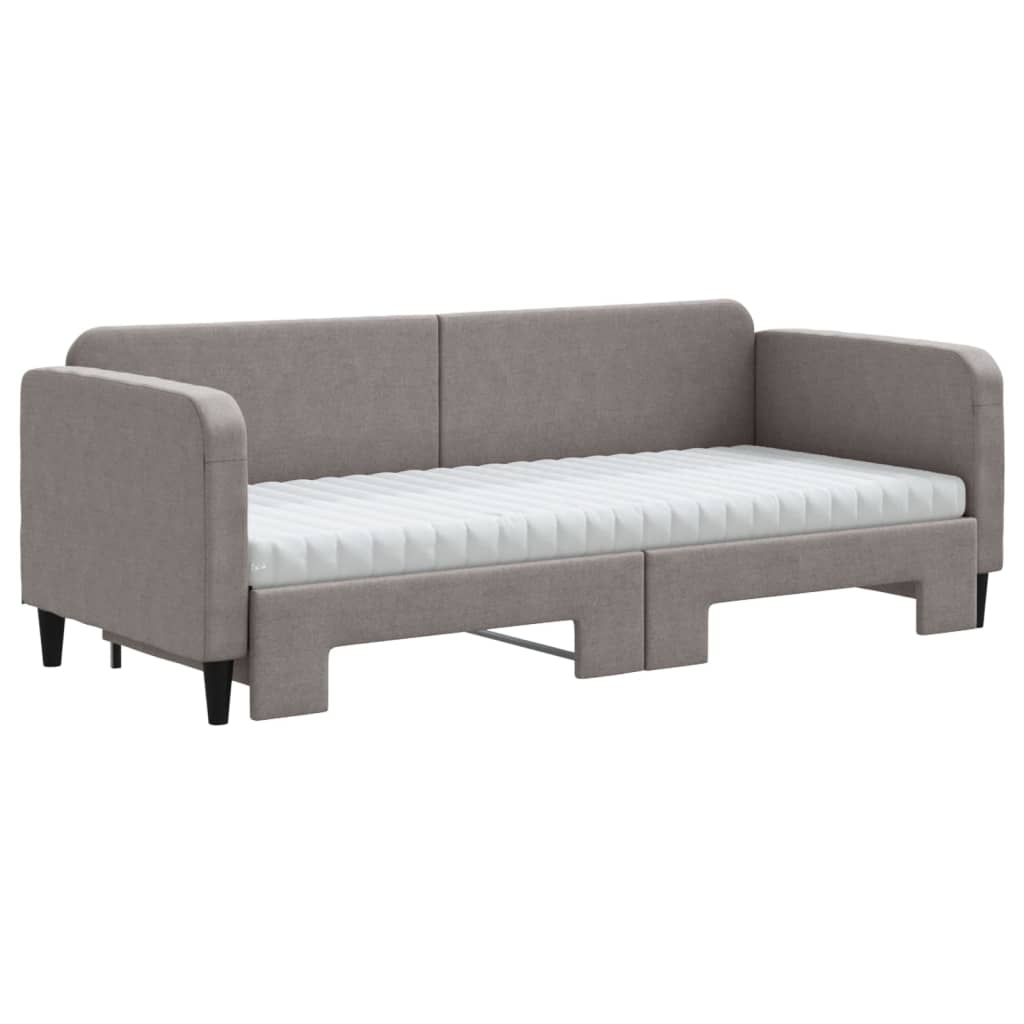 Sofá-cama c/ gavetão/colchões 80x200cm tecido cinza-acastanhado