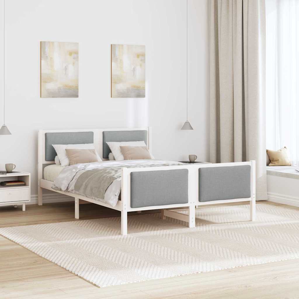 Estrutura da cama cinzento-claro 140 x 190 cm tecido