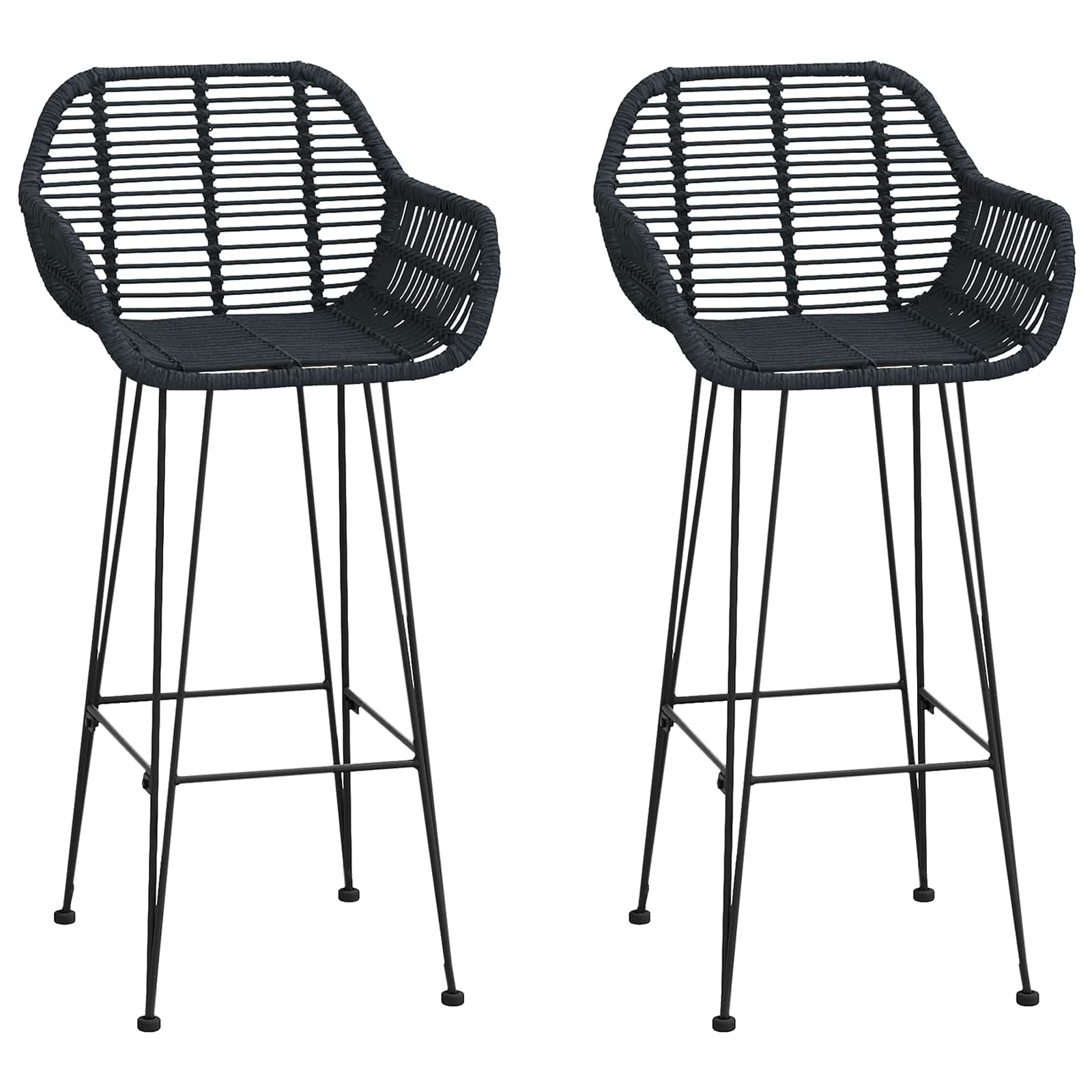Cadeira de bar 2 unid. preto 55 x 52 x 105 cm rattan e ferro