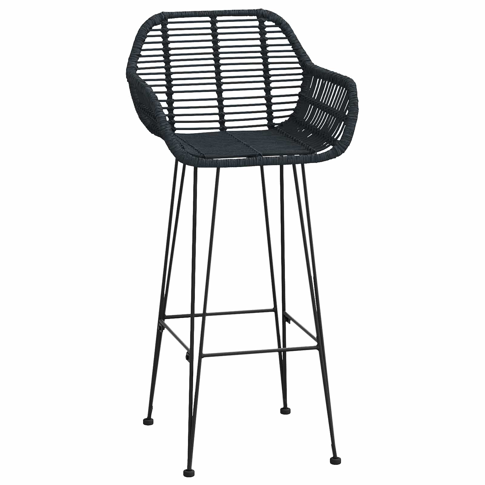 Cadeira de bar 2 unid. preto 55 x 52 x 105 cm rattan e ferro