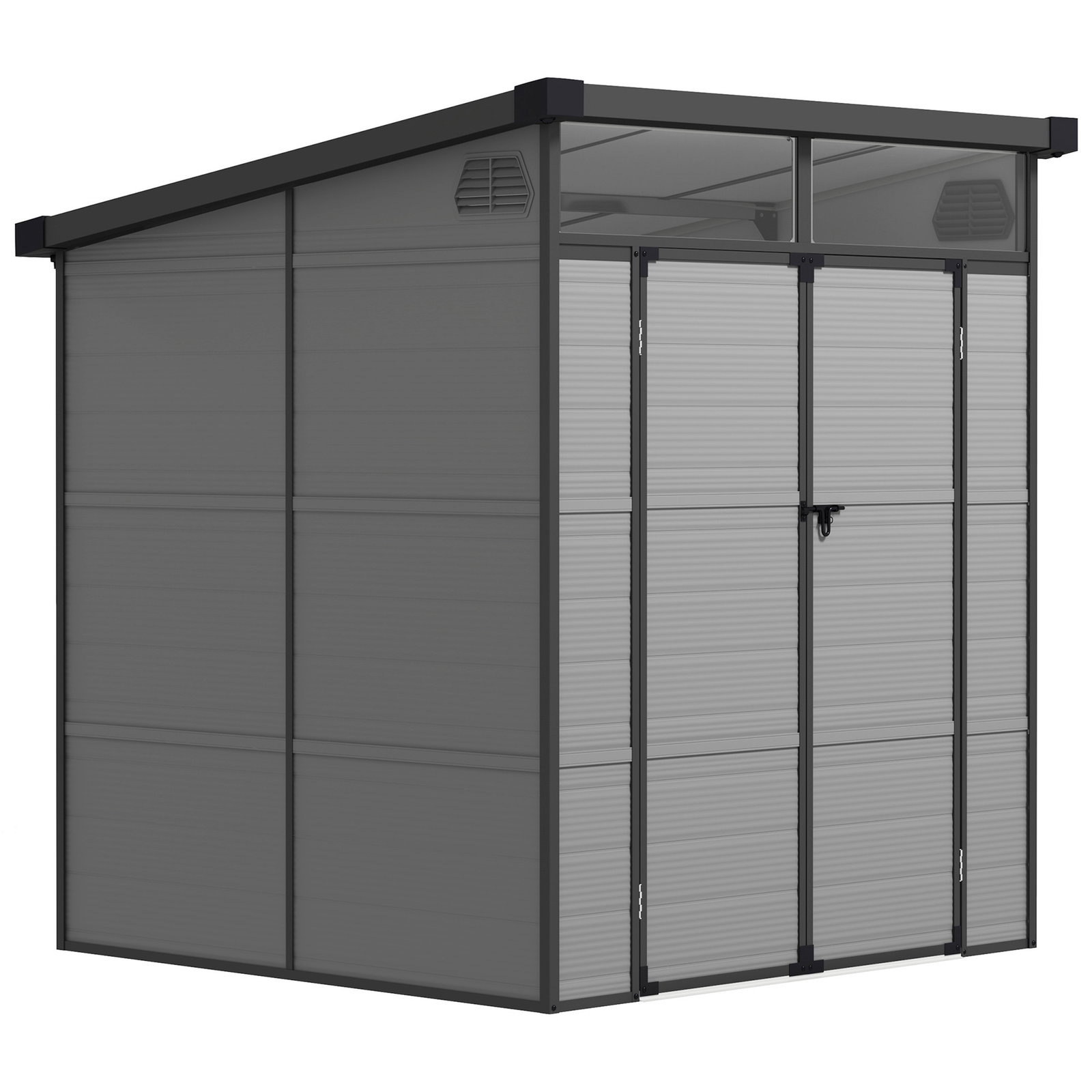 Abrigo de jardim 3,24 m² 190x191x215 cm com porta de correr e trinco janela e ventilação para armazenamento de ferramentas cinza claro