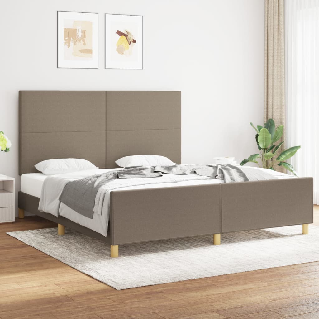 Cama sem colchão 180x200 cm tecido castanho-acinzentado