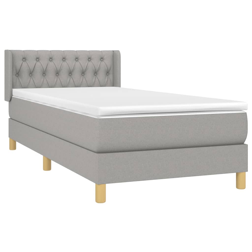 Cama com molas/colchão 90x190 cm tecido cinzento-claro
