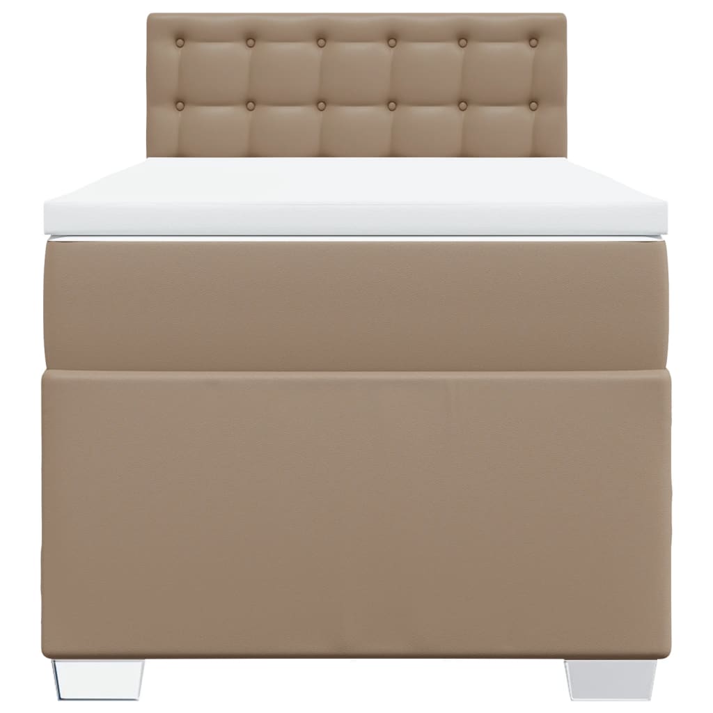 Cama com molas/colchão 100x200 cm couro artificial cappuccino