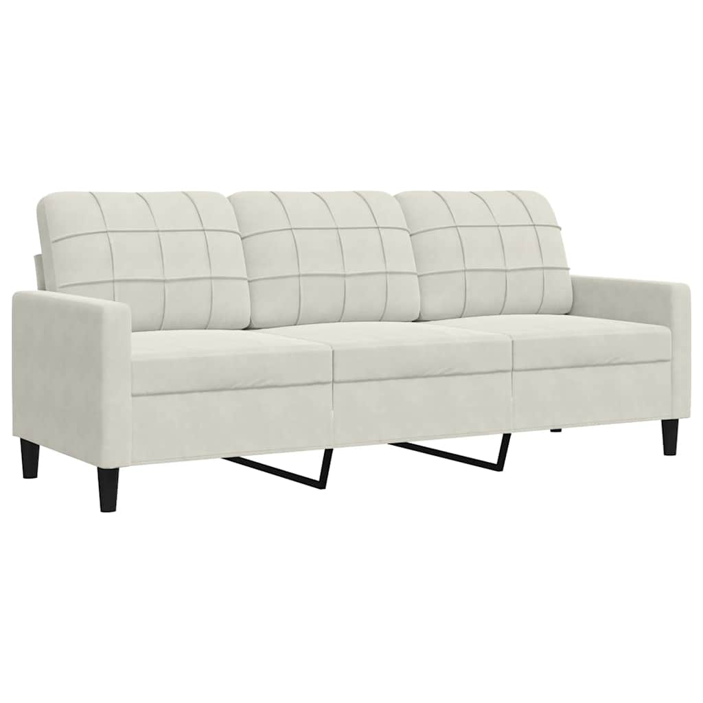 3 Pcs conjunto de sofás com almofadões e rolos veludo creme