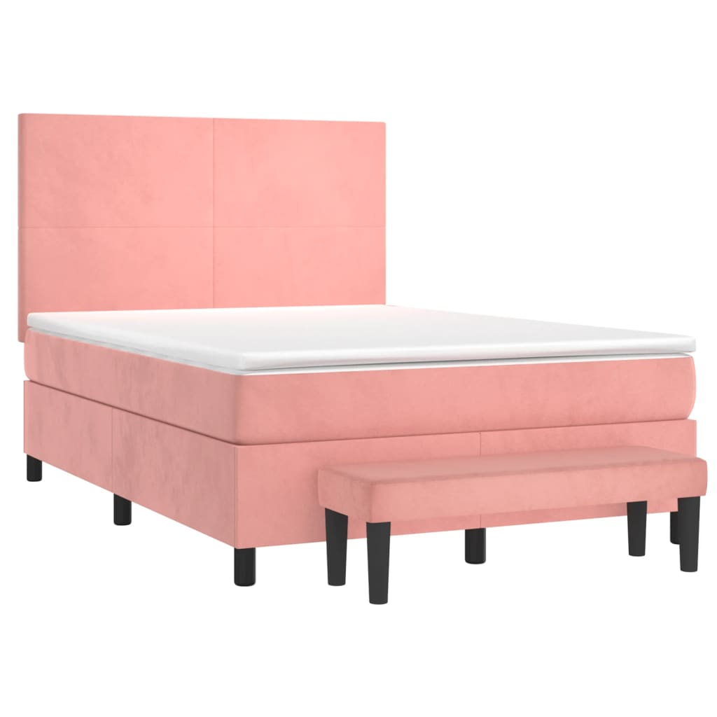 Cama com molas/colchão 140x190 cm veludo rosa